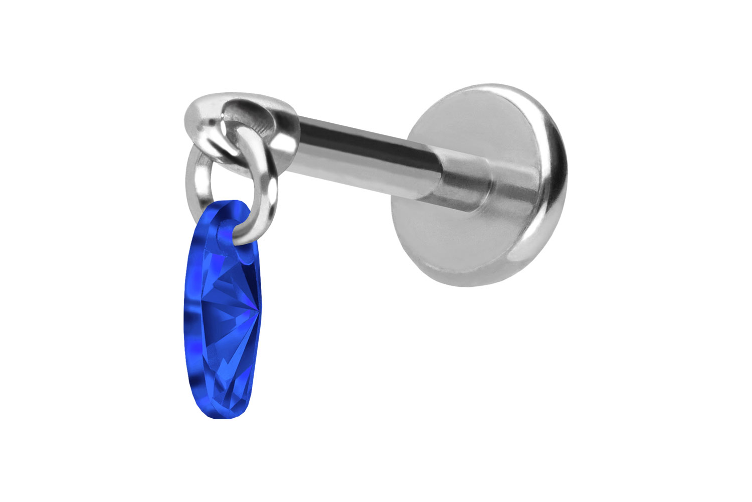 Titan Labret Piercing mit Push Fit KRISTALLOVAL